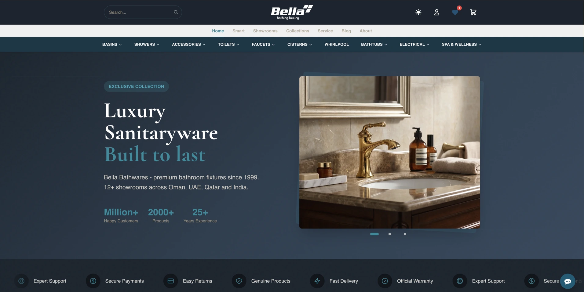 Screenshot preview of Bella Bathwares website