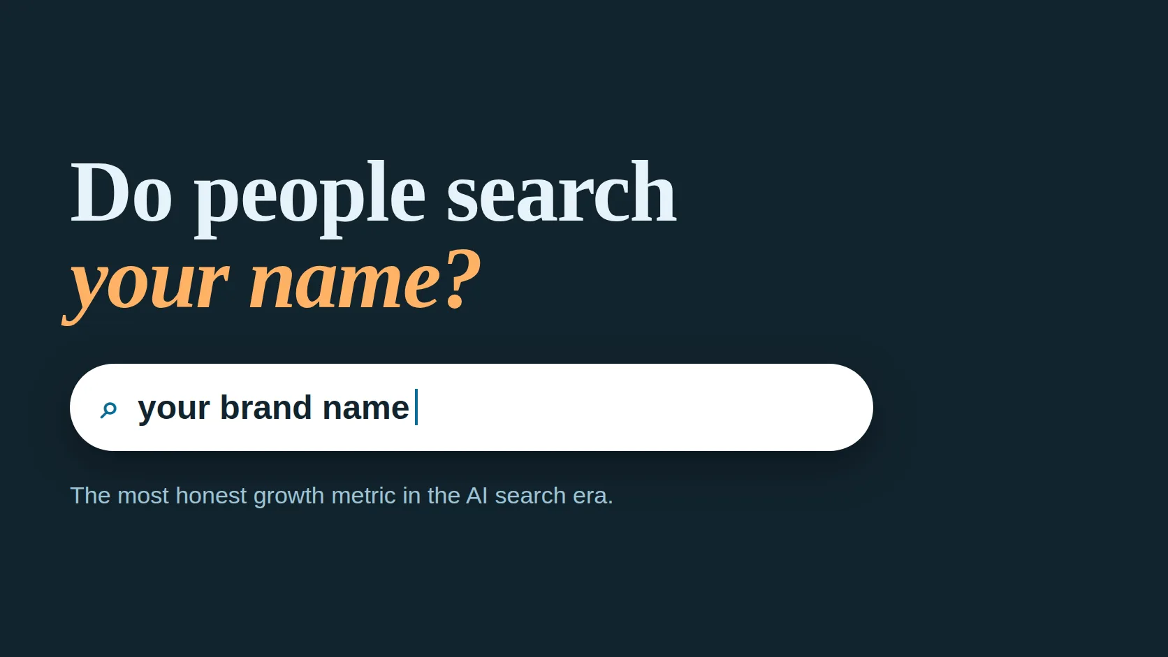 Poster reading Do People Search Your Name? above a search bar with a brand name typed in